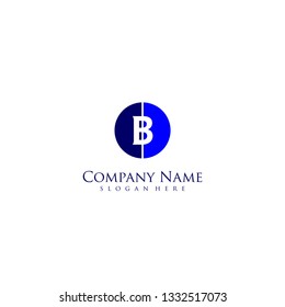 geometric blue circle B logo letter design concept