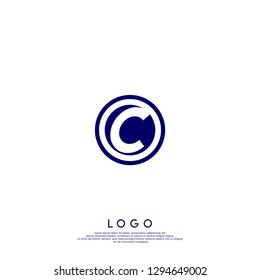 geometric blue circle C logo letter design concept