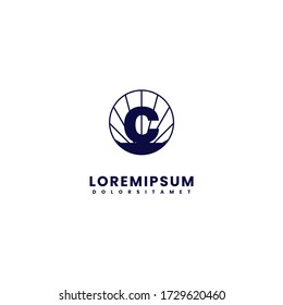geometrisch blaues C Logo Buchstaben einfaches Design Konzept