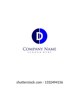 geometric blue circle D logo letter design concept