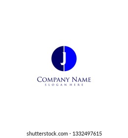 geometric blue circle J logo letter design concept