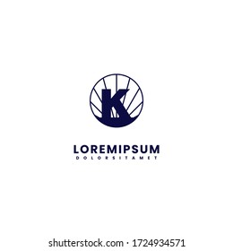geometrisch blaues K Logo Buchstaben einfaches Design Konzept
