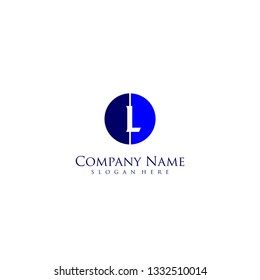geometric blue circle L logo letter design concept