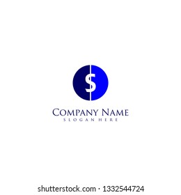 geometric blue circle S logo letter design concept