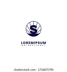 geometric blue circle S logo letter simple design concept