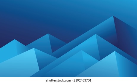 Geometric blue colored building elements with planes, lines and corners for an abstract background.