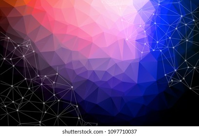 Geometric Blue Dark Polygonal background molecule and communication. Connected lines with dots. Minimalism background. Concept of the science, chemistry, biology, medicine, technology.