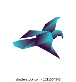 geometric blue eagle, logo icon