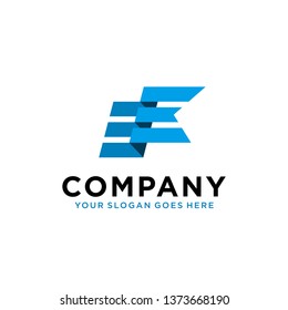 geometric blue flag logo with three stripes concept design vector illustration. universal brand template. company, corporate, business identity symbol icon