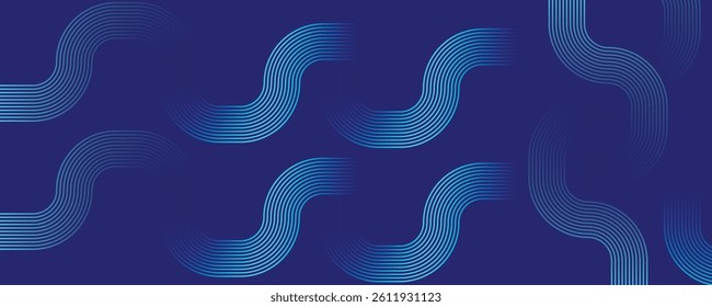 Geometric blue glowing lines shape. Modern shiny blue gradient lines. Futuristic technology concept. Blue abstract background.