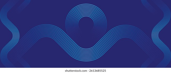 Geometric blue glowing lines shape. Modern shiny blue gradient lines. Futuristic technology concept. Blue abstract background.