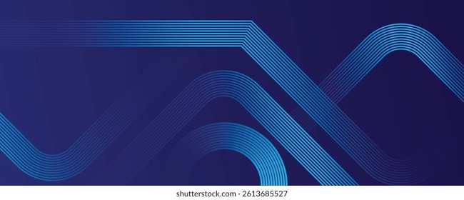 Geometric blue glowing lines shape. Modern shiny blue gradient lines. Futuristic technology concept. Blue abstract background.