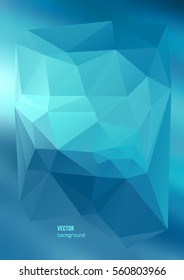 Geometric blue gradient background of bright perspective with lighting glowing triangle 3d effect crystal lattice. Graphic image template. Abstract Illustration 10 for your business brochure A4 format
