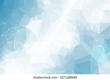 Geometric Blue light Polygonal background molecule and communication. Connected lines with dots. Minimalism background. Concept of the science, chemistry, biology, medicine, technology.