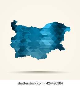 Geometric Blue map of Bulgaria flag colors