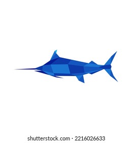 Geometric blue marlin fish logo vector illustration