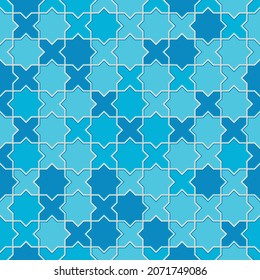 Geometric blue mosaic tile seamless pattern vector abstract background