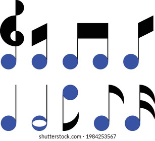 Geometric blue notes vector illustration icon set