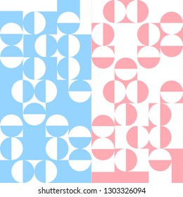 Geometric Blue Pink Circle and Square Design Abstract Background 