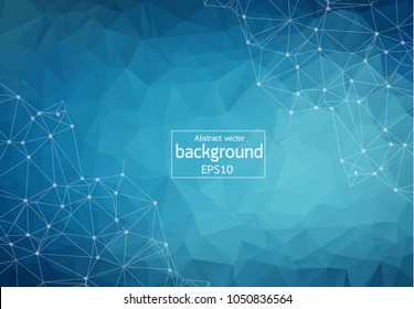 Geometric Blue Polygonal background molecule and communication. Connected lines with dots. Minimalism background. Concept of the science, chemistry, biology, medicine, technology.