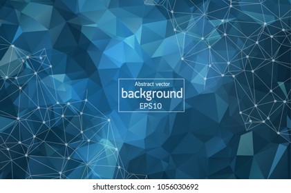 Geometric Blue Polygonal background molecule and communication. Connected lines with dots. Minimalism background. Concept of the science, chemistry, biology, medicine, technology.