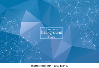 Geometric Blue Polygonal background molecule and communication. Connected lines with dots. Minimalism background. Concept of the science, chemistry, biology, medicine, technology.