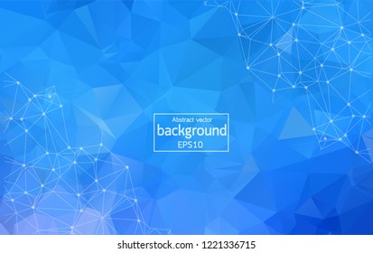 Geometric Blue Polygonal background molecule and communication. Connected lines with dots. Minimalism chaotic illustration background. Concept of the science, chemistry, medicine, technology.