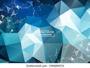 Geometric Blue Polygonal background molecule and communication. Connected lines with dots. Minimalism background. Concept of the science, chemistry, biology, medicine, technology.