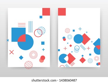 Geometric blue red business design for annual report, brochure, flyer, poster. Geometric blue red background vector illustration for flyer, leaflet, poster. Abstract A4 brochure template.