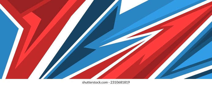 Geometric blue red pattern vector illustration. Wide Banner Design Background.