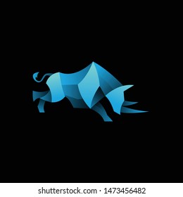geometric blue rhinno logo. modern icon, template design