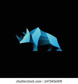 geometric blue rhinno logo. modern icon, template design