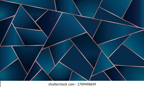 geometric blue and rose gold background