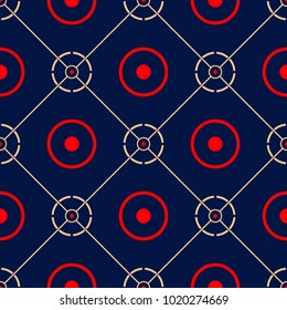 Geometric blue seamless background. Colored red and beige pattern for wallpapers, textile and fabrics
