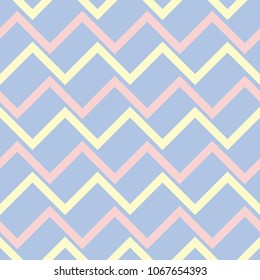 Geometric blue seamless pattern with beige and pink elements, for wallpapers, textile and fabrics
