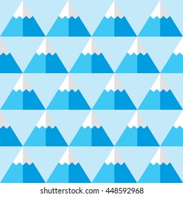Geometric blue seamless pattern with mountains - winter background