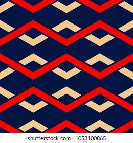 Patrón transparente azul geométrico. Estampado rojo y beige para Fondos de pantalla, textiles y tejidos