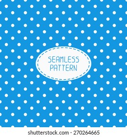 Geometric blue seamless polka dot pattern with circles. Wrapping paper. Paper for scrapbook. Tiling. Peas. Vector illustration. Background. Swatches. Stylish graphic texture  for design, wallpaper.