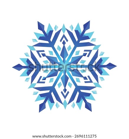 Geometric Blue Snowflake with Gradient Shading