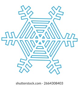 Geometric blue snowflake on white background. Christmas. Winter vector illustration for decoration, print.