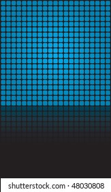 Geometric blue squares illustration with reflections and copyspace.