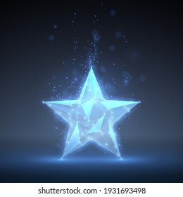 Geometric blue star with light effect