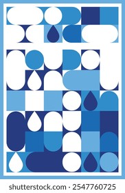 Geometric Blue Water Shapes Pattern