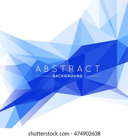 Geometric Blue and White Abstract Vector Background for Use in Design. Modern Polygon Texture with Text.