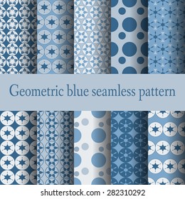 geometric blue and white circles background  seamless pattern -vector illustration
