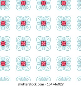 Geometric blue, white and red seamless pattern