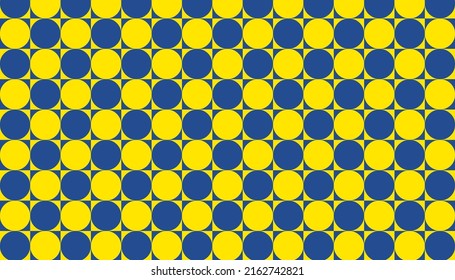 Geometric blue yellow background with square circle pattern seamless. Pop art color concept. Vector illustration.
