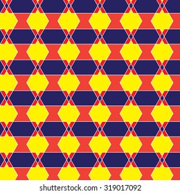 Geometric blue yellow red seamless pattern