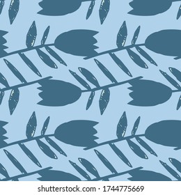 Geometric bluebell flowers seamless pattern. Floral endless wallpaper. Decorative backdrop  Vector illustration