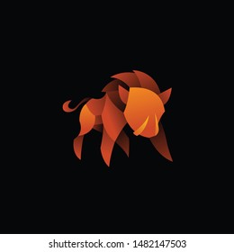 geometric boar logo design vector, combined brown and little bit orange  color in black background. change able color and work well in both dark and light background